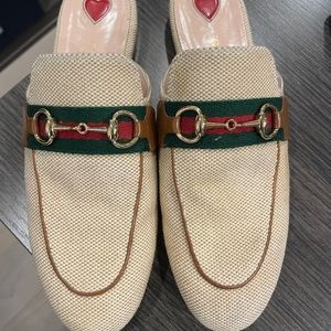 Gucci beige Princetown Canvas Mules